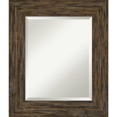 Beveled Wood Bathroom Wall Mirror - Fencepost Brown Frame