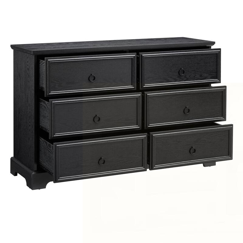 Wooden Bedroom Drawer Dresser with 6 Storage Drawers