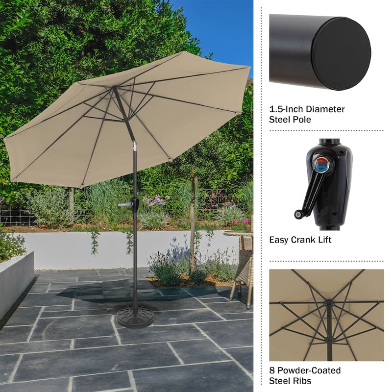 Patio Umbrella with Auto Tilt - 10FT Easy Crank Outdoor Umbrella with Vented Canopy by Pure Garden (Sand)
