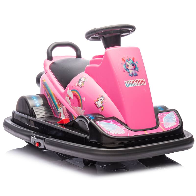 12V Kids Ride-On Motor Bumper Car with 360掳 Rotation, LED Lights, Horn, and Sound Effects 鈥?For Ages 3-5