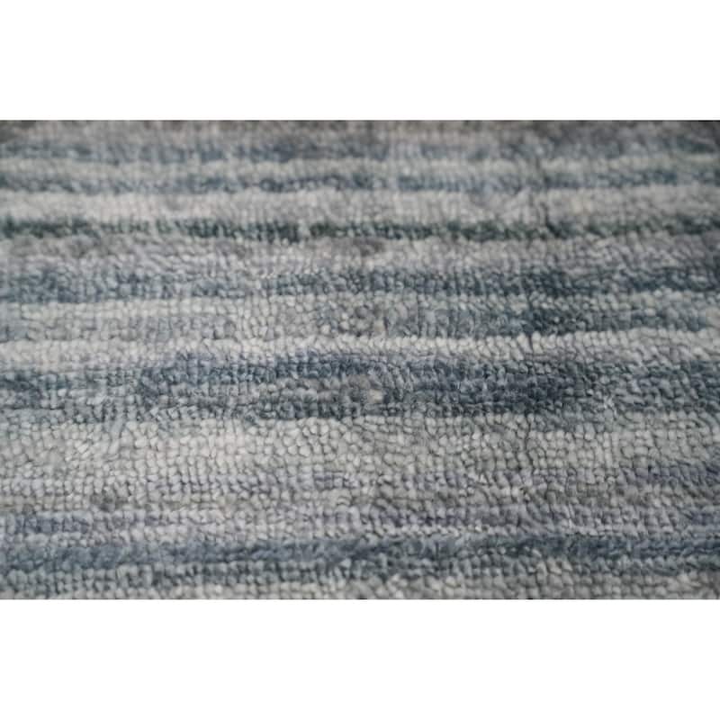 Hand Knotted Oriental Viscose Silk Carpet Tribal Tribal Greys & Charcoal Gabbeh Area Rug - 10' 0'' X 7' 8''