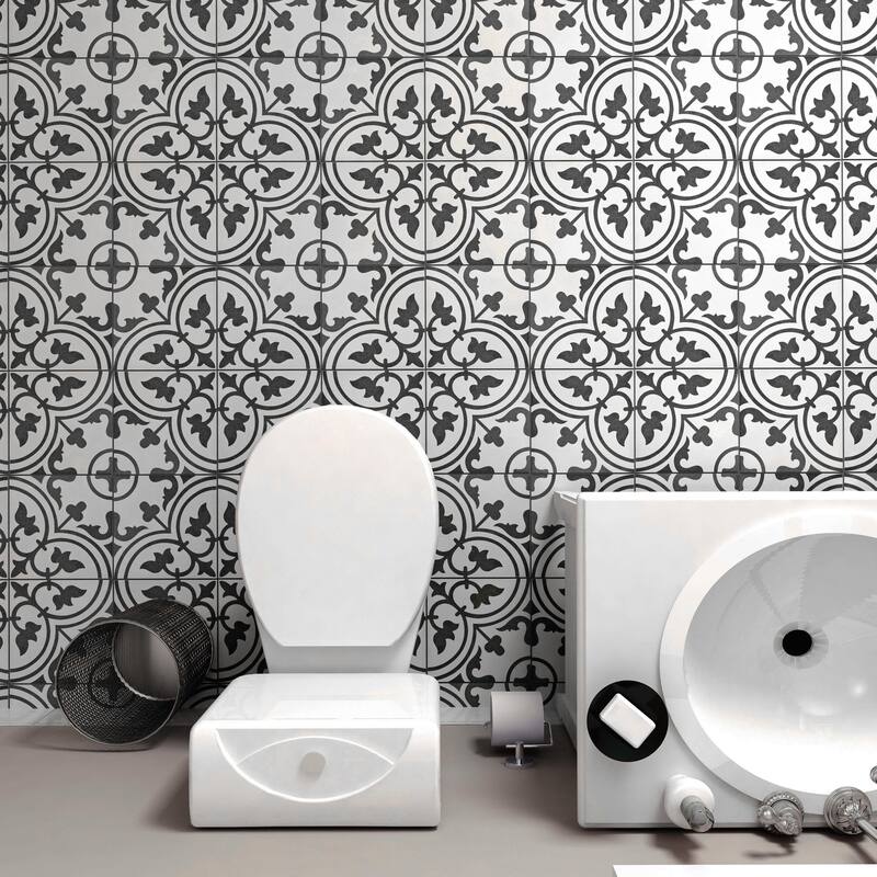 Merola Tile Arte White 9-3/4" x 9-3/4" Porcelain Floor and Wall Tile