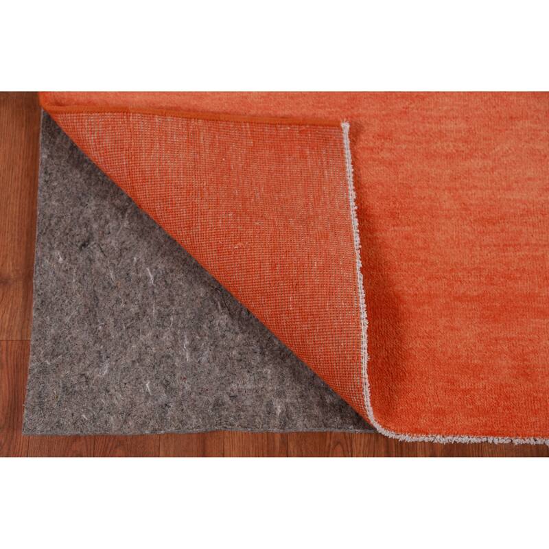 Hand Knotted Oriental 100% Wool Carpet Modern Solid Oranges & Rust Gabbeh Area Rug - 9' 2'' X 6' 0''