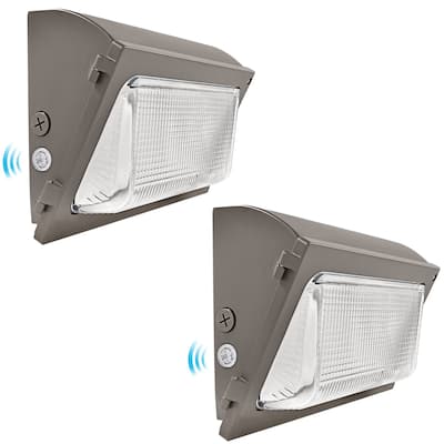 Luxrite Slim LED Wall Pack Light with Dusk to Dawn, 72W-120W Tunable, 16200LM, 3CCT 3000K-5000K, IP65, 120-277V (2 Pack)