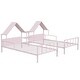 preview thumbnail 16 of 22, Metal Double Twin Size Platform Beds with House-shaped Headboard and a Built-in Nightstand, Two Shared Bed with Storage Shelves