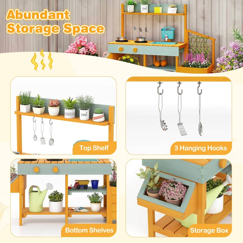 Costway Play Kitchen for Kids Wooden Toy Kitchen Playset with - See Details