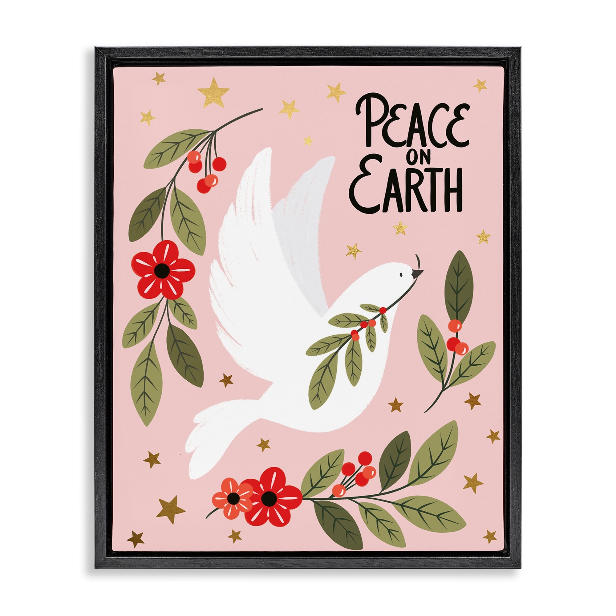 Stupell Peace On Earth Dove Framed Floater Canvas Wall Art Design By Jo Taylor