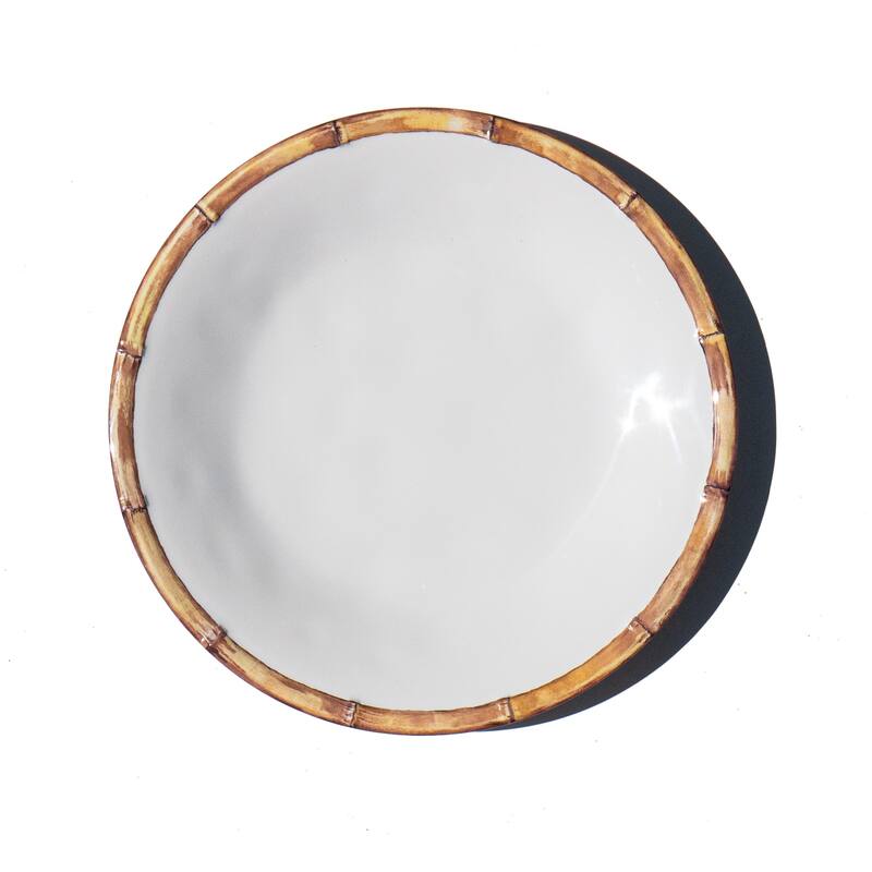 Abode Homewares Bamboo Rim NewWave Melamine Dinner Plate - White - 10.5" - Set of 6
