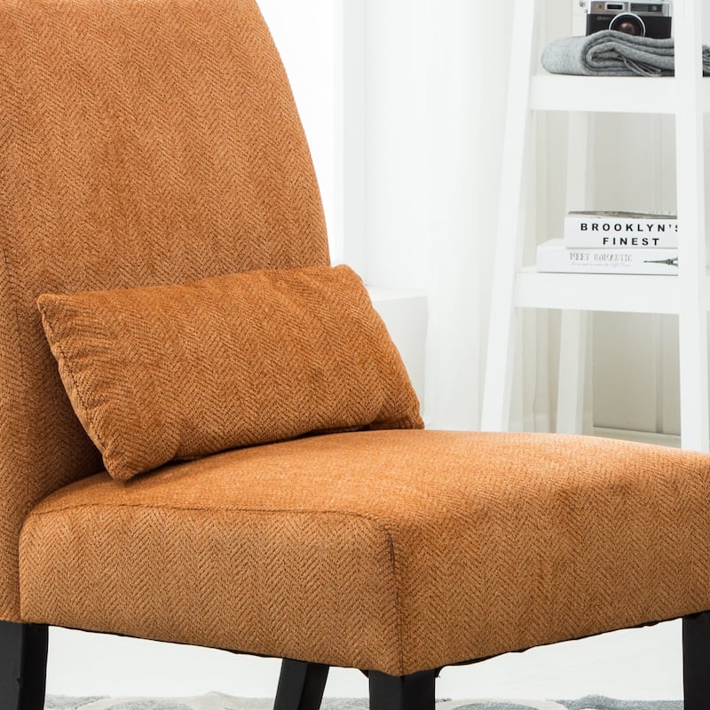 Porch & Den Vista Armless Chenille Accent Chair w/ Kidney Pillow