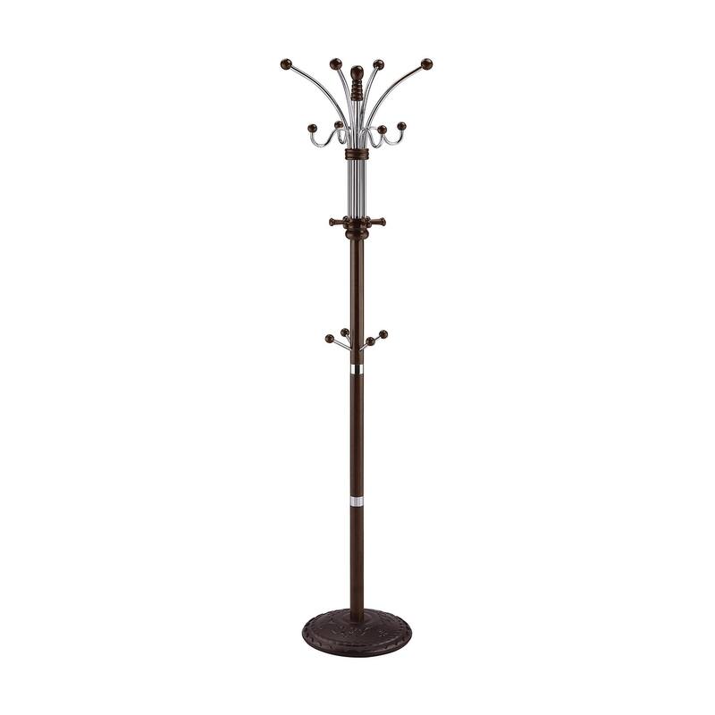 73 In. Metal and Wood Coat Rack