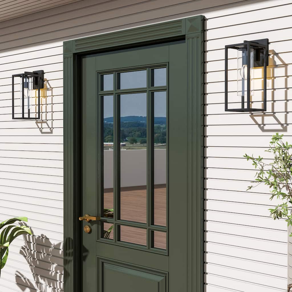 2-Pack Industrial Metal Outdoor Wall Lantern