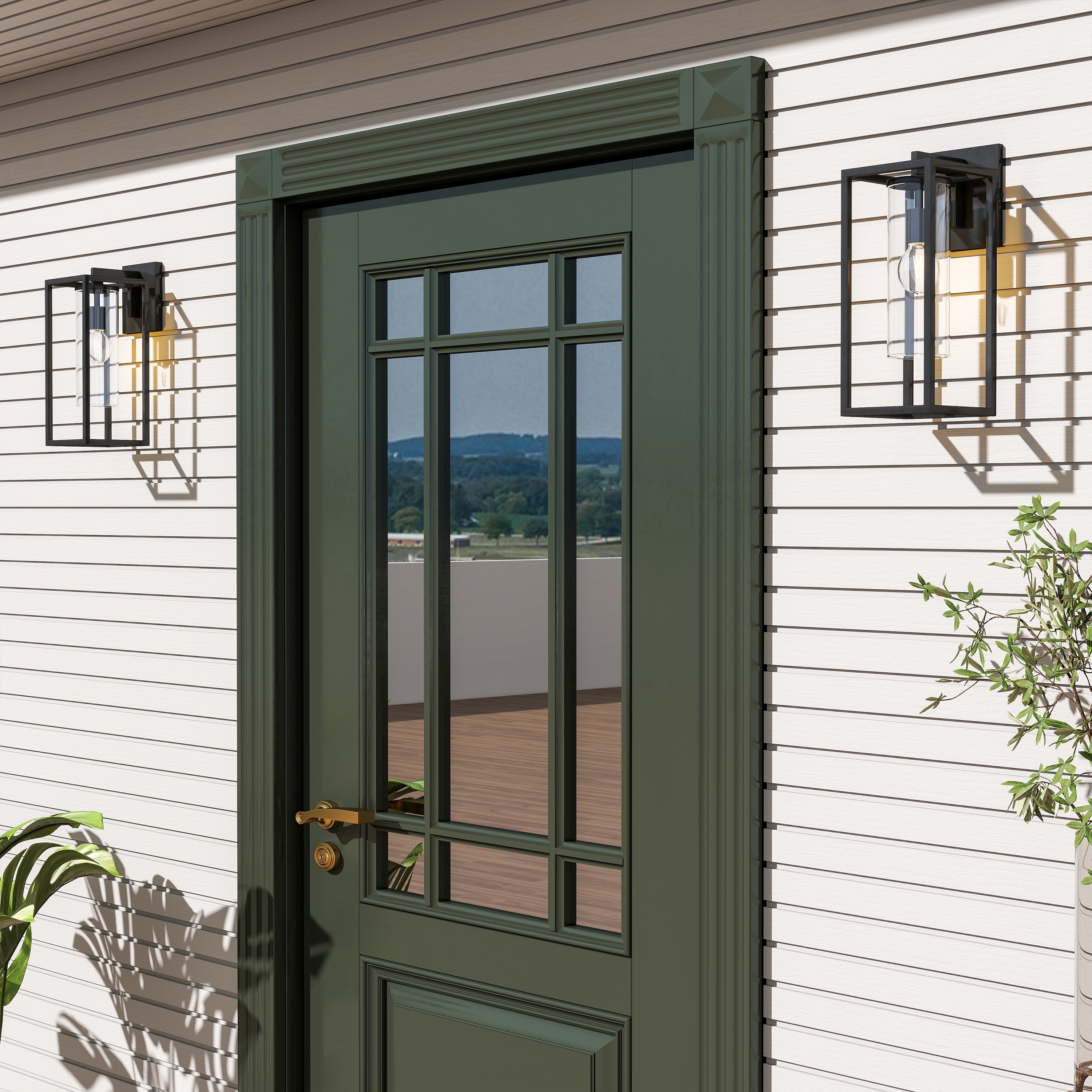 2-Pack Industrial Metal Outdoor Wall Lantern