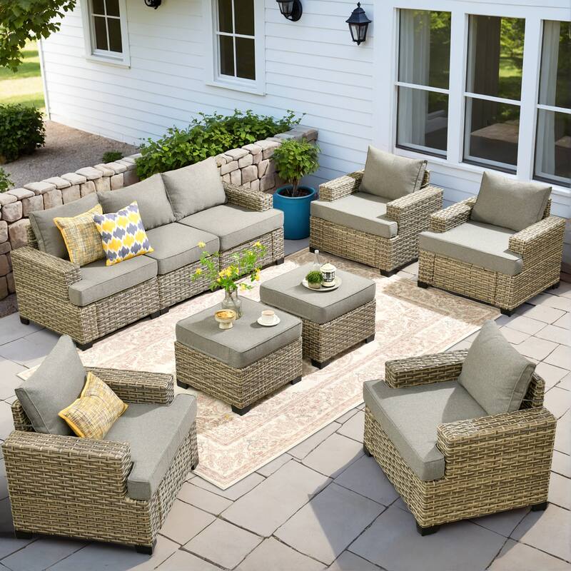 XIZZI 9-piece Patio Furniture Set Outdoor Wicker Chair