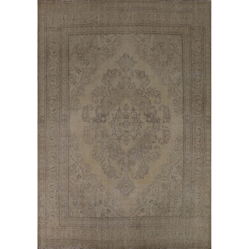 Tabriz Persian Vintage Area Rug Handmade Oriental Wool Carpet - 9'8" x 12'8"