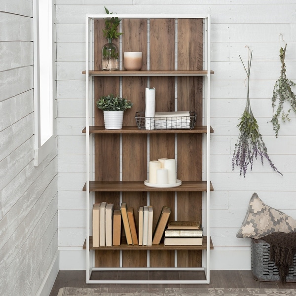 The Gray Barn Barnett Slat Back Bookshelf - White / Reclaimed Barnwood. Opens flyout.