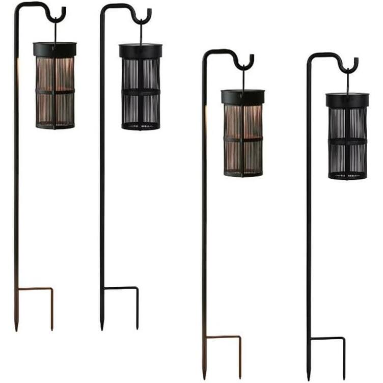 2 Pack Solar Lantern Lights, Decoration Ambient Lamp - 4P-Black