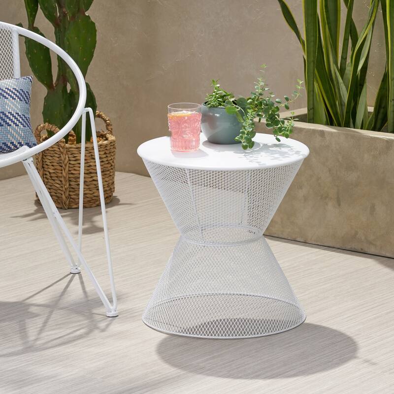 Nevada Matte White Iron Side Table