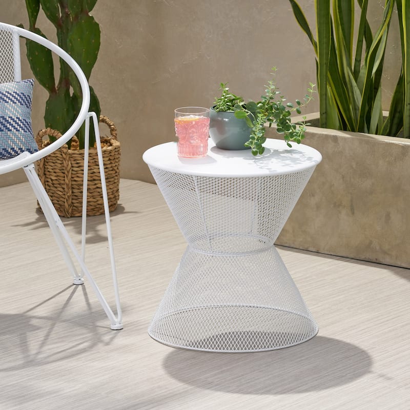 Roomfitters Nevada Outdoor Side Table, Modern Metal Accent Table for Patio, Balcony, or Garden Seating