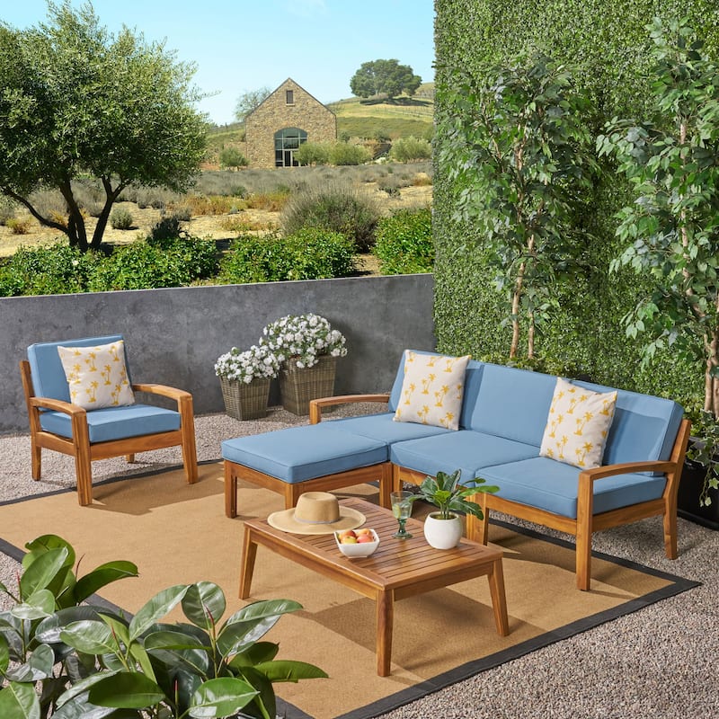 Grenada Outdoor 4-seat Acacia Sectional Sofa Set by Christopher Knight Home