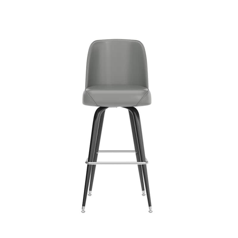 2 Pack Metal Barstool with Swivel Vinyl Upholstered Bucket Seat and Footrest - 18.5"D x 18.5"W x 42.5"H