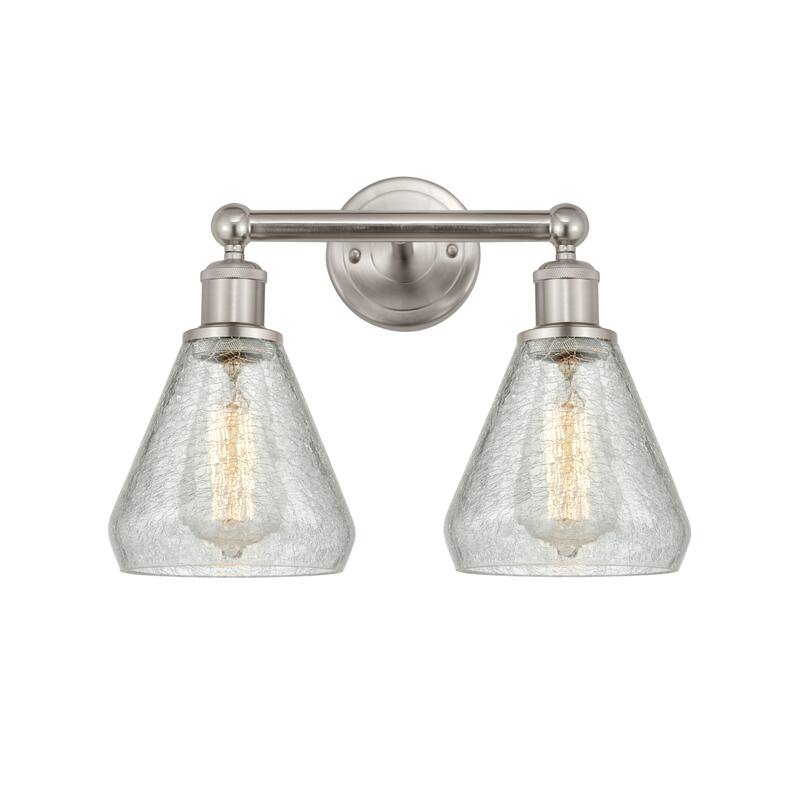 Innovations Lighting 616-2W-13-15 Conesus Vanity Conesus 2 Light 15" - Brushed Satin Nickel / Clear Crackle