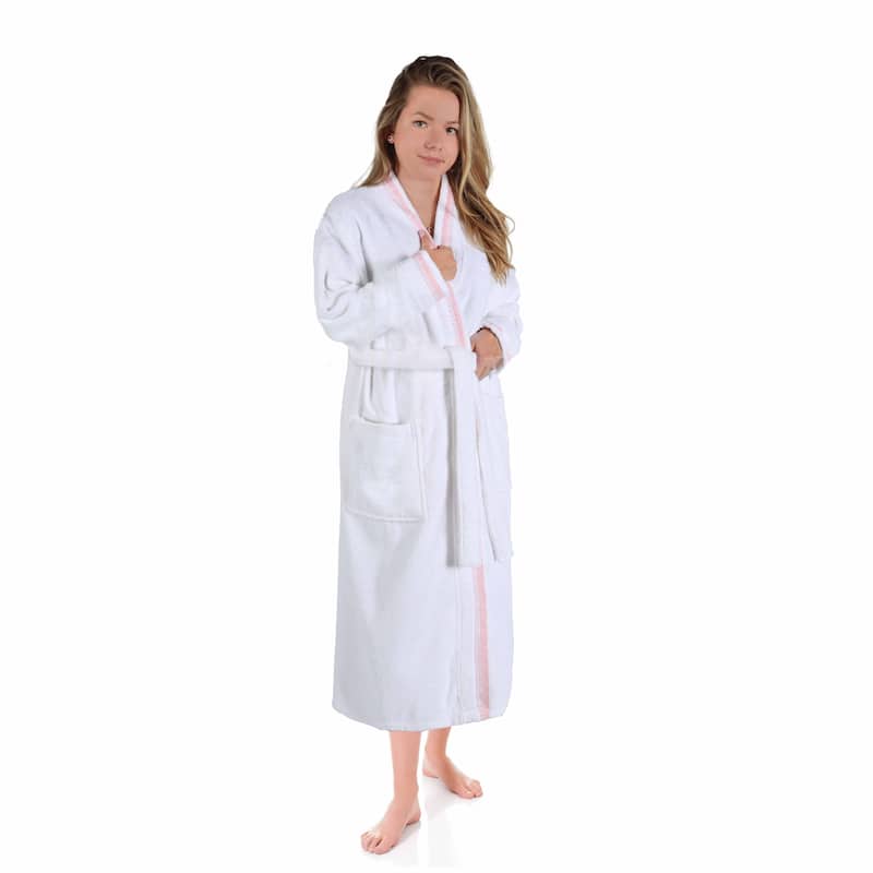 Superior Unisex Turkish Cotton Terry Kimono Bathrobe with Embroidery Robe