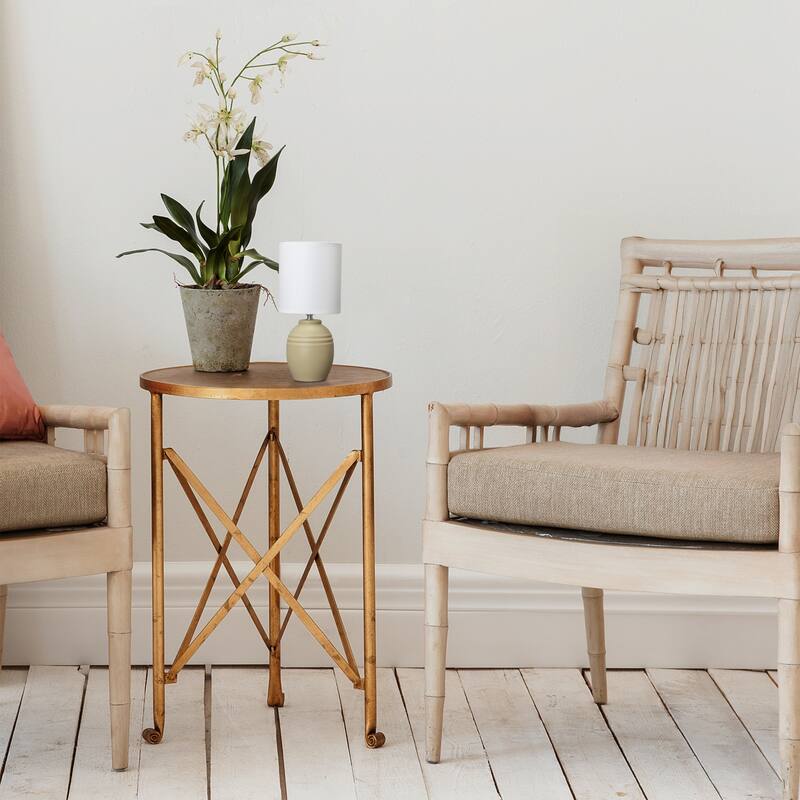 Mini Classic Jar Ceramic Table Lamp with White Drum Shade - 19.5" - Beige