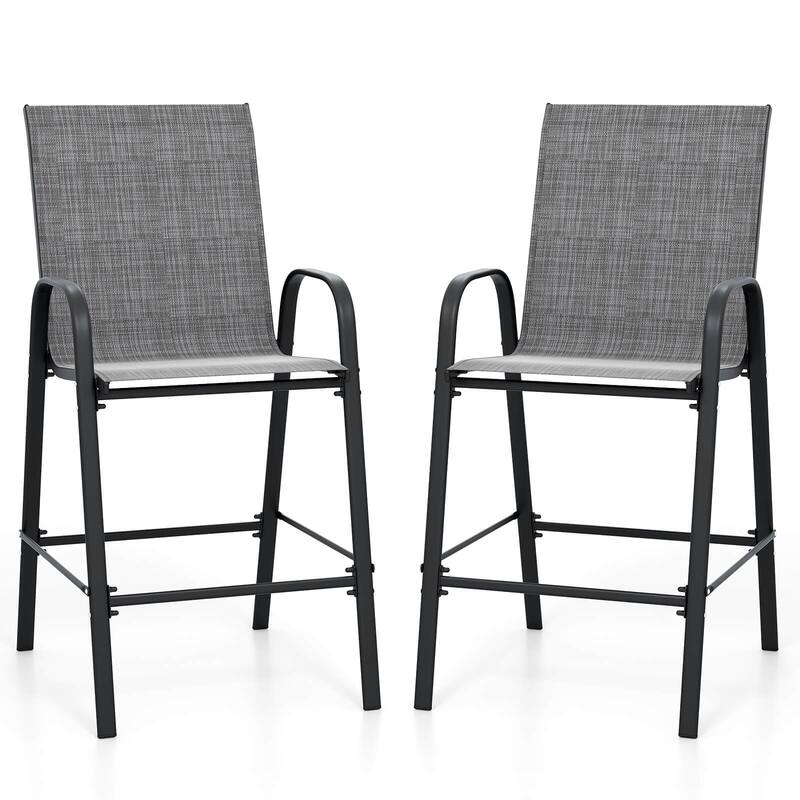 Costway 2 PCS Outdoor Bar Stools 29" Fabric Bar Height Stools with - See Details