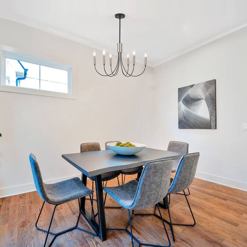 6-Light Modern Chandelier, Farmhouse Chandelier, Candle Style Chandelier for Dining Living Room Kitchen Island - 23.62"Dx8.86"H