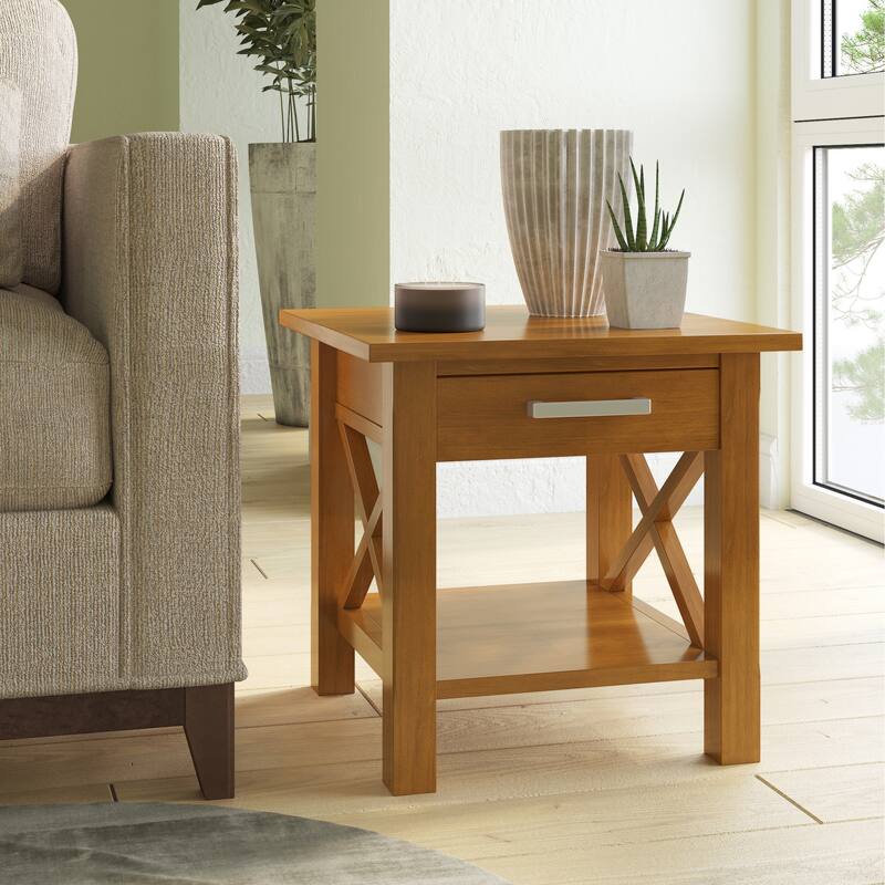 WYNDENHALL Waterloo SOLID WOOD 21 inch Wide Square Contemporary End Side Table - 21 inch Wide - Light Golden Brown