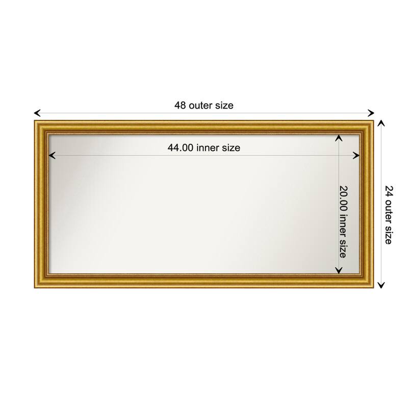 Townhouse Gold Framed Non-Beveled Custom Wall Mirror, Bathroom Vanity Mirror - Outer Size: 47.75 x 23.75