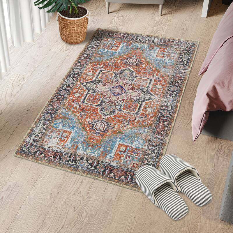 Garvee Boho Rugs Bohemian Rugs Floral Distressed Area Rug