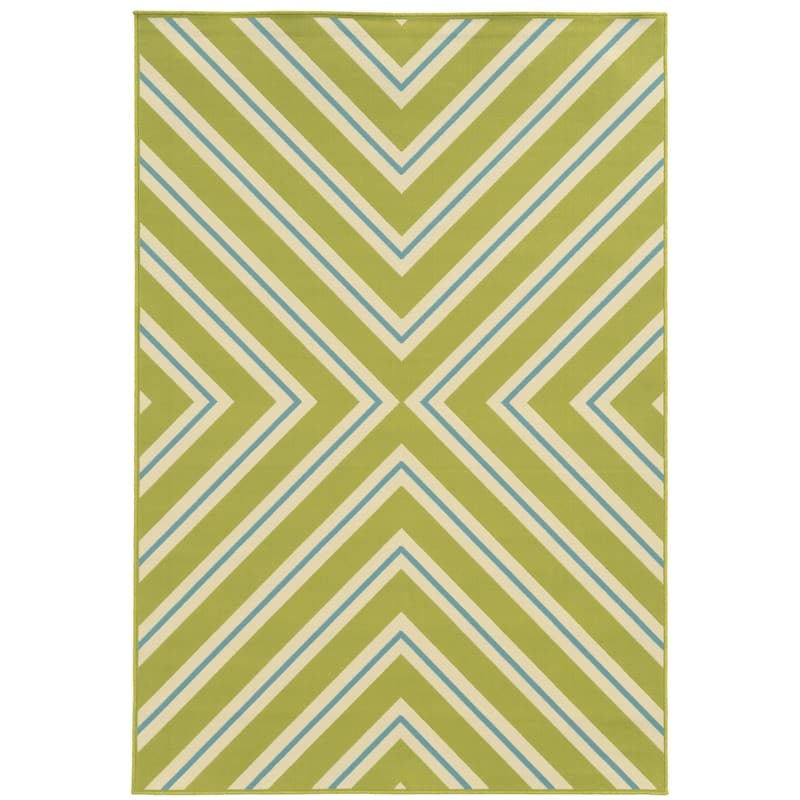 Perth Green Blue Geometric Outdoor Casual Area Rug