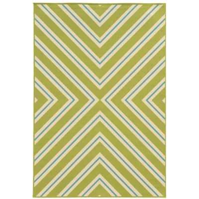 Perth Green Blue Geometric Outdoor Casual Area Rug