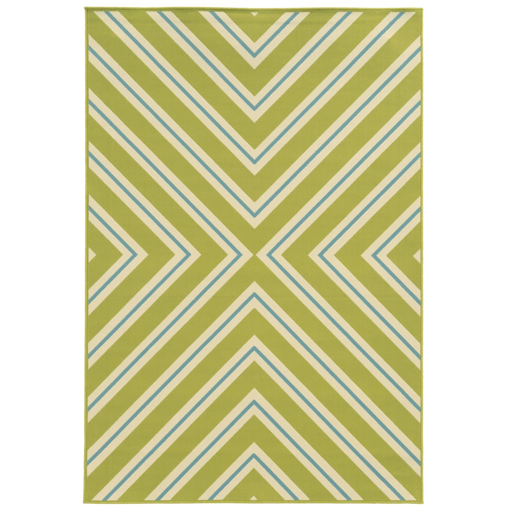 Perth Green Blue Geometric Outdoor Casual Area Rug