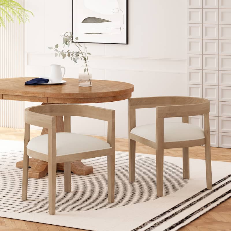 Ladieu Fabric and Wood Tub Dining Chairs （Set of 2）by Christopher Knight Home - Beige+Fabric