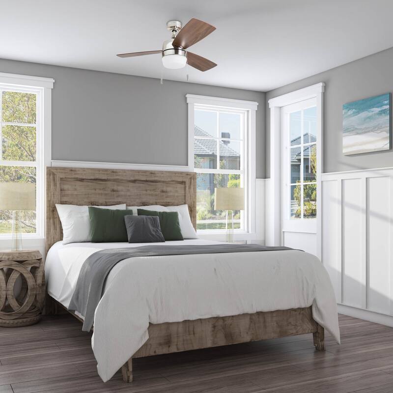 44" Honeywell Barcadero Matte Black Contemporary Indoor LED Ceiling Fan with Light, Pull Chain