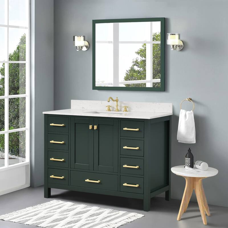 StarrySky 48 inch Undermount Single Sink Bathroom Vanity with Engineered Carrara Marble Top