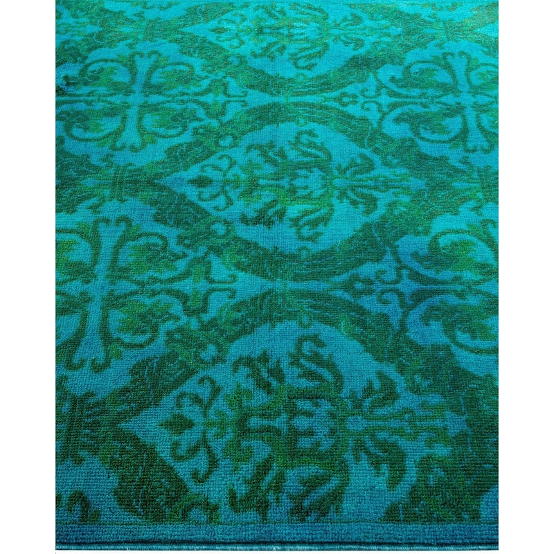 Overton Hand Knotted Wool Vintage Inspired Modern Contemporary Overdyed Blue Area Rug - 4' 1" x 6' 2"