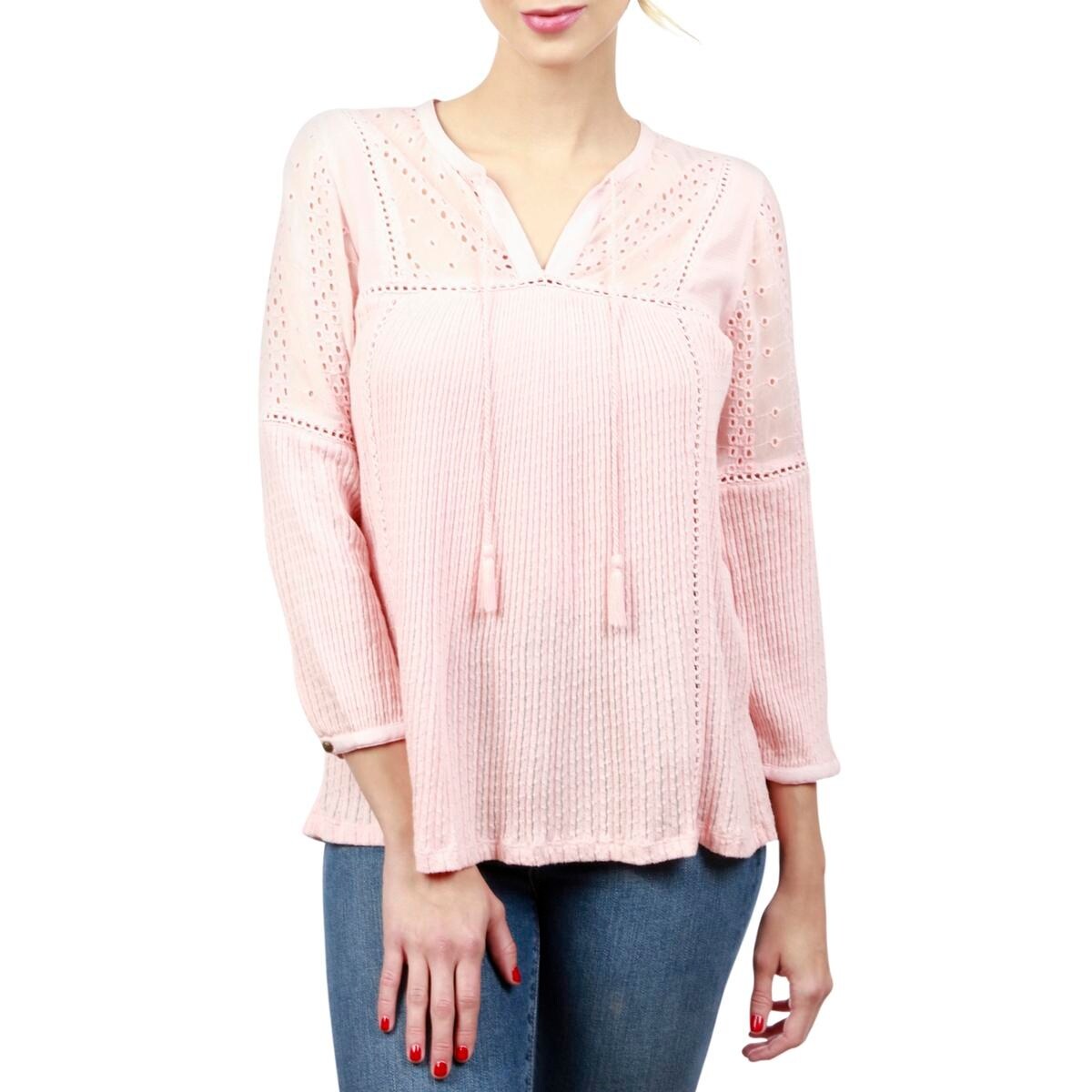 lucky brand eyelet peasant top