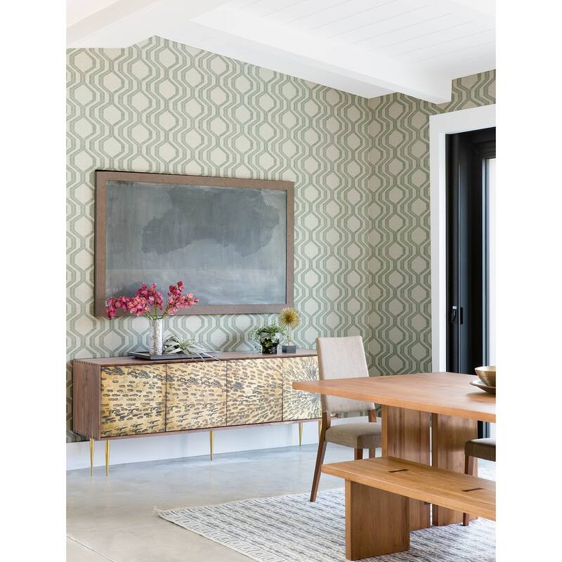 A-Street Prints Burton Green Modern Ogee Wallpaper