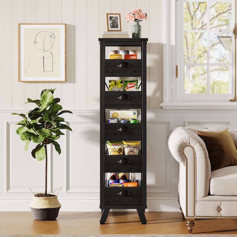 5-Tier Fruit Vegetable Storage Rack, Narrow Snack Stand Fruit Basket