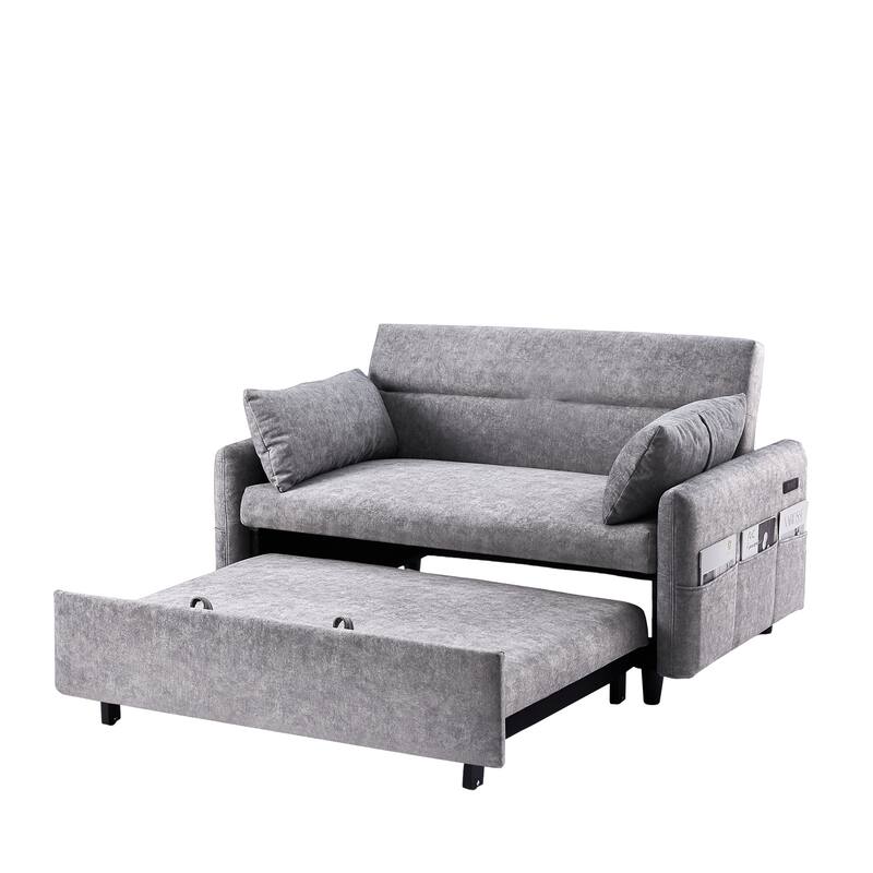 Pull Out Sleep Sofa Bed with Pillows, Loveseats Sofa with Adjsutable Backrest, Convertible Sofa Bed with USB Ports