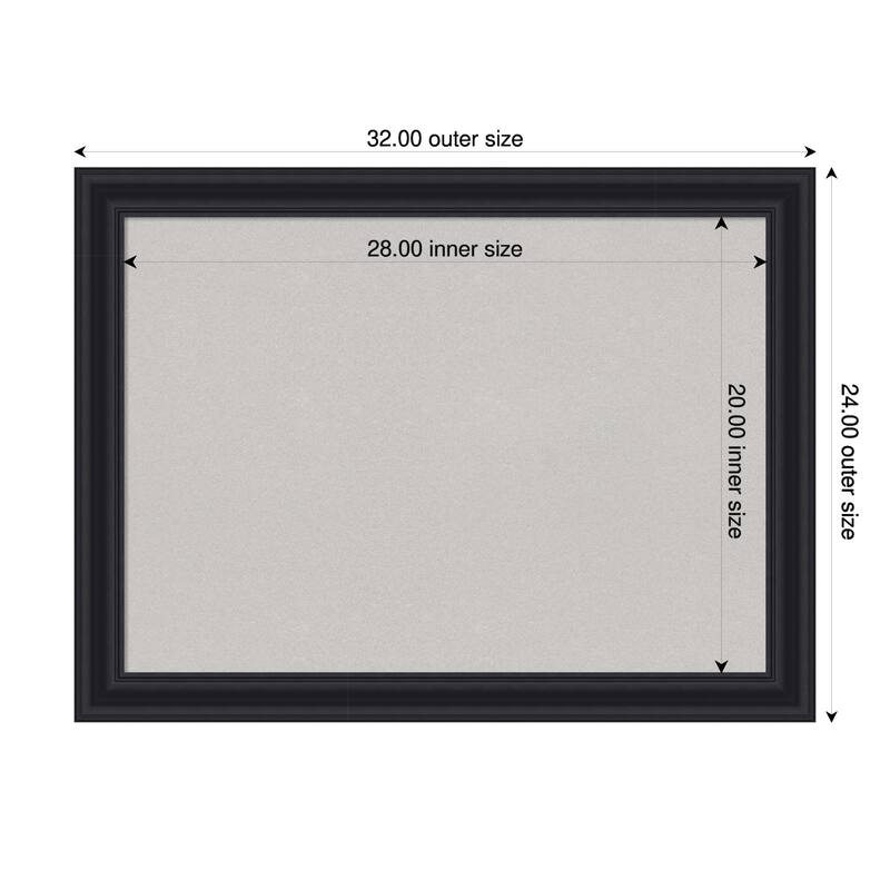 Dalat Black Framed Cork Board - Bulletin Board, Organization Board, Pin Board - Grey - 32 x 24 in
