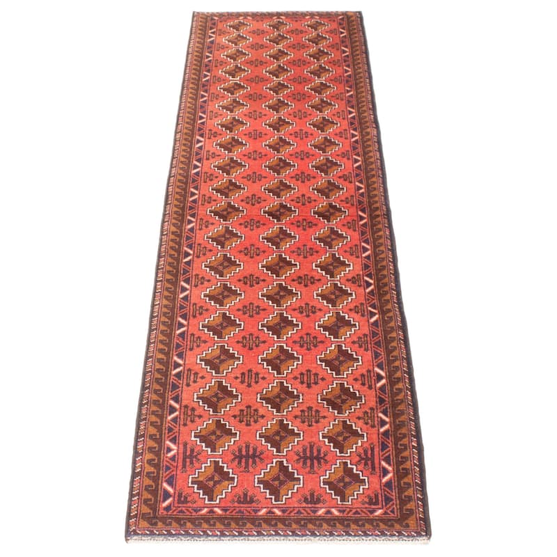 ECARPETGALLERY Hand-knotted Teimani Red Wool Rug - 2'6 x 9'3
