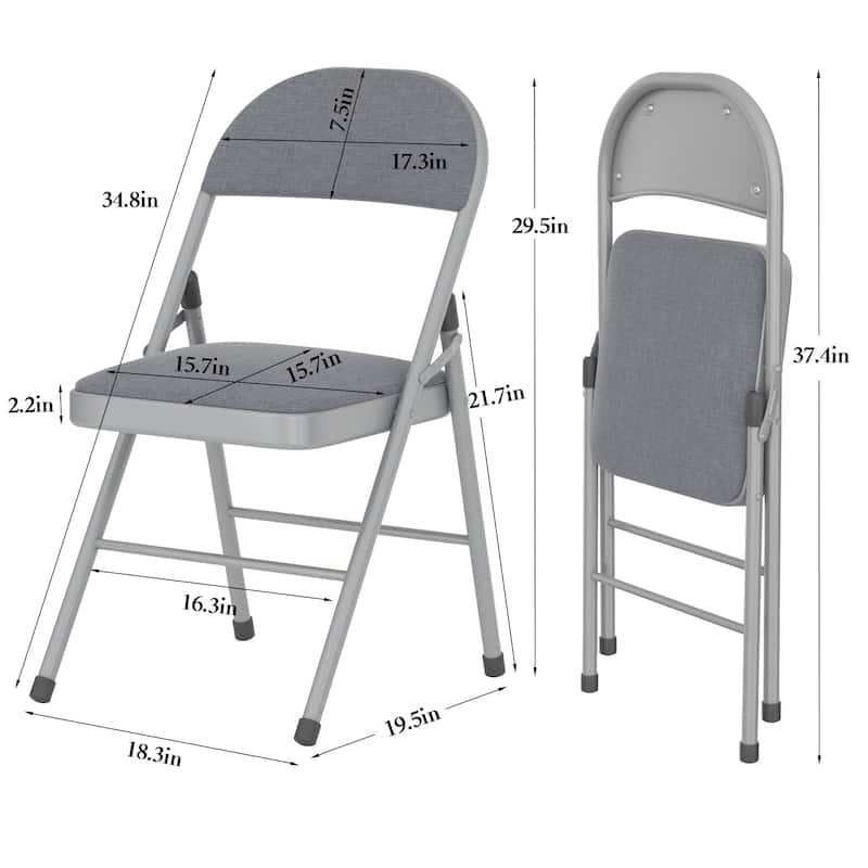 8 Pack Portable Padded Folding Chair, Upholstered Folding Dining Chairs Pack of 8, Metal Event Commercial Chairs