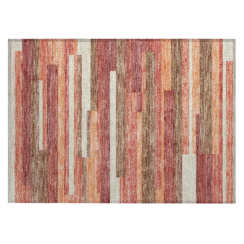 Machine Washable Indoor/ Outdoor Chantille Contempory Stripe Rug