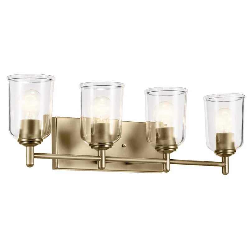 Kichler Lighting Shailene Bathroom Vanity Light with Clear Glass - Natural Brass - 4-Light