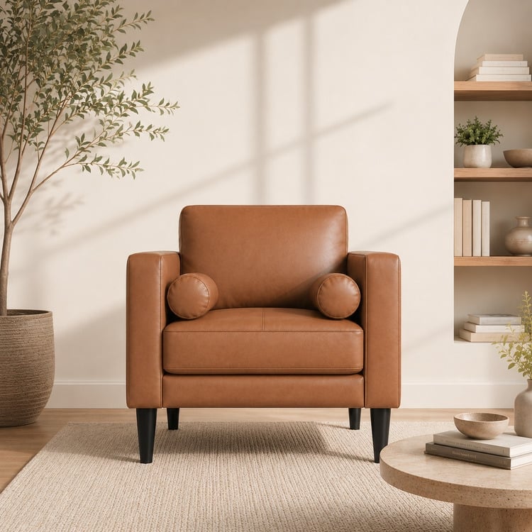 Genuine Leather Sofa Set – Mid-Century Modern Chair, Loveseat & Sofa with Luxurious Comfort