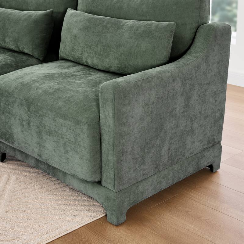 141.7″ Chenille 6-Seater Sofa with Ergonomic Wooden Base & High-Resilience Sponge